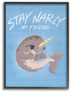 The Kids Room Stay Narly Narwhal Fun Sunglasses Blue Framed Giclee Art, 11"x14"