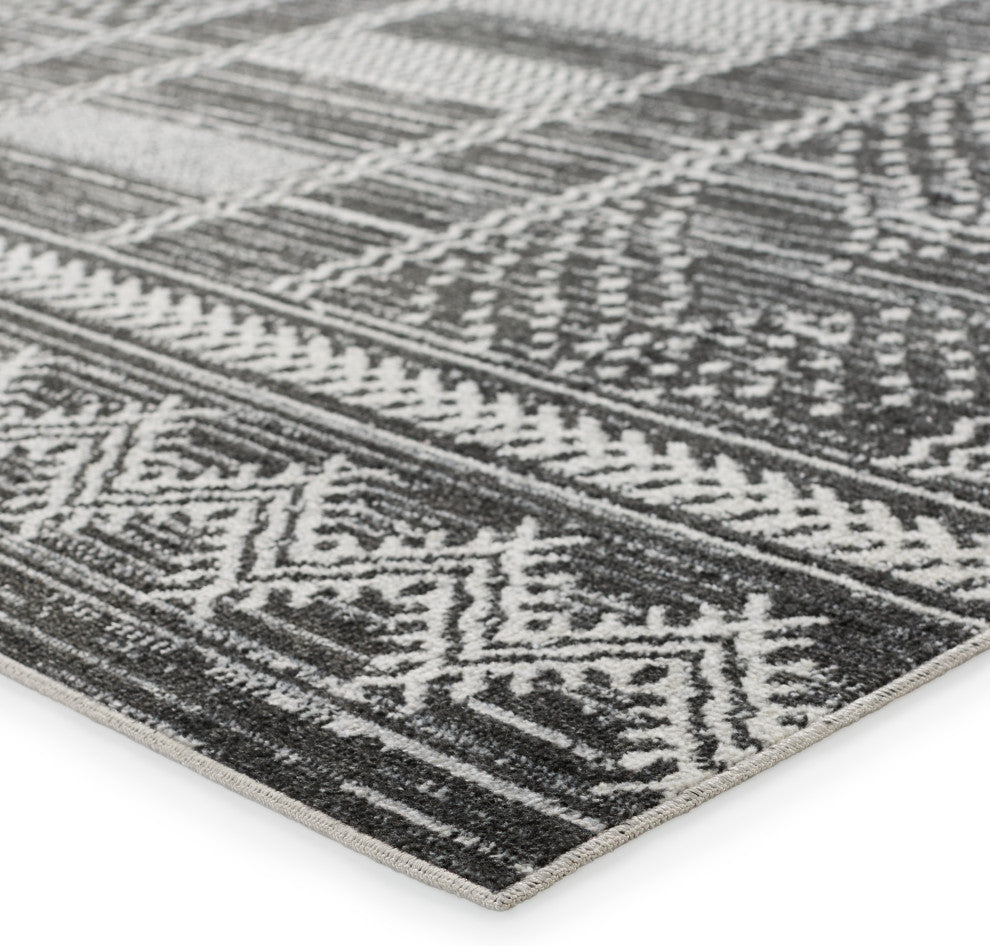 Machine Washable Vibe by Jaipur Living Mateo Tribal Black/ Light Gray Area Rug