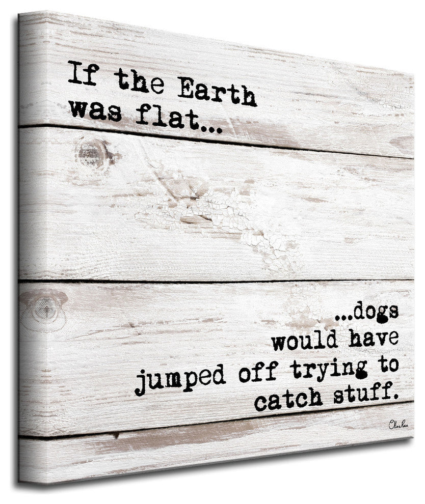 Ready2HangArt 'Flat Earth-Dog' Wrapped Canvas Animal Wall Art, 30"x30"
