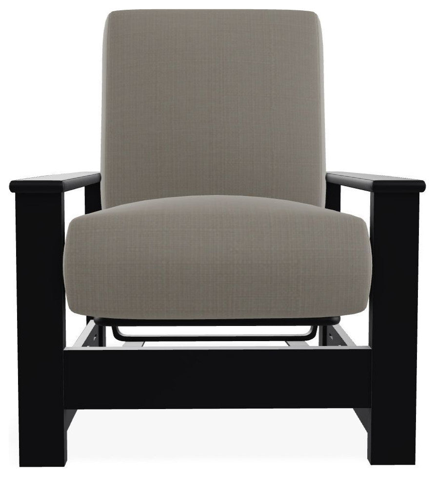 Leeward Deep Seat Outdoor Armchair with Hidden Motion, Stone Linen/Black