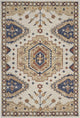 7" x 9' Gold and Blue Boho Chic Area Rug