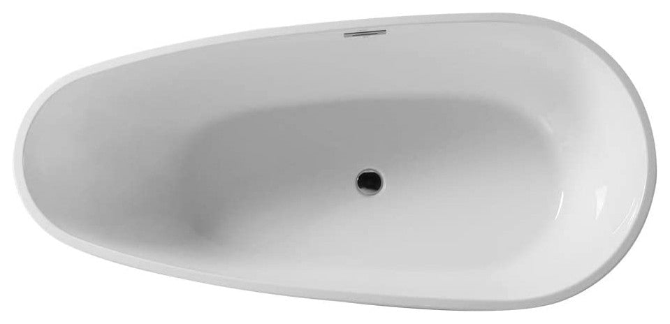 Fine Fixtures Capsule Freestanding Bathtub With Drain, White, 67"