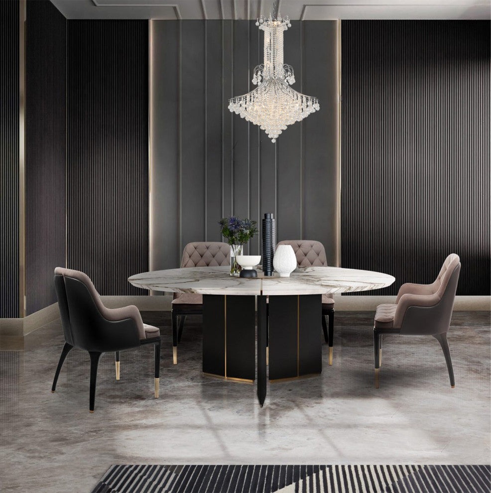 16-Light Chrome Metal Chandelier With Crystals