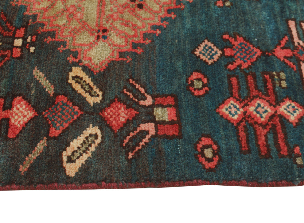 Fine Vintage Distressed Shukura Blue/Rust Runner, 2'5 x 10'0