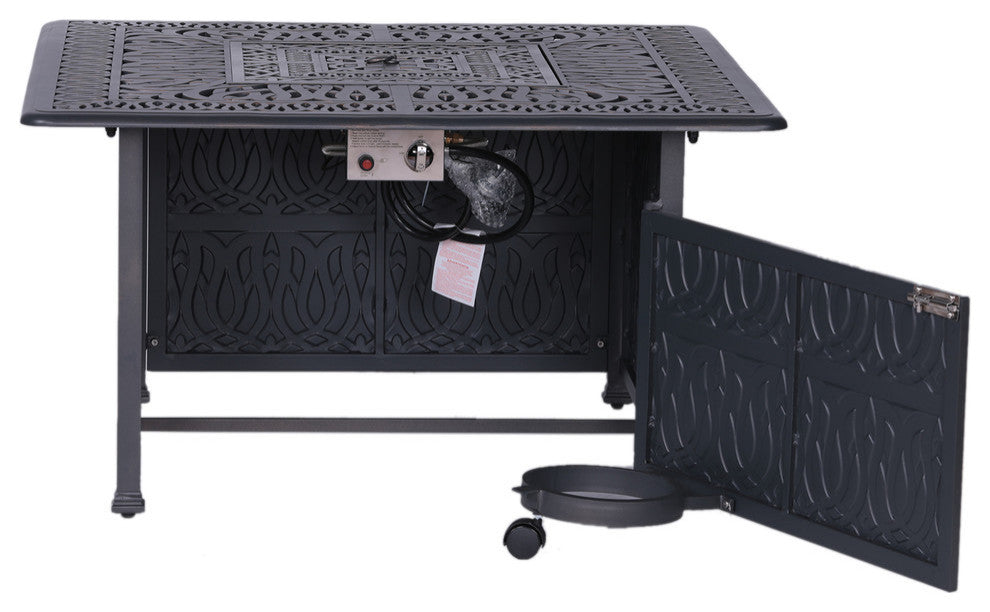 Bellvue Square Outdoor Gas Firepit Table With Doors,  44"
