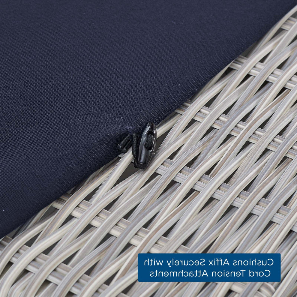 Lounge Chair Ottoman, Sunbrella, Rattan, Wicker, Gray Blue Navy, Outdoor