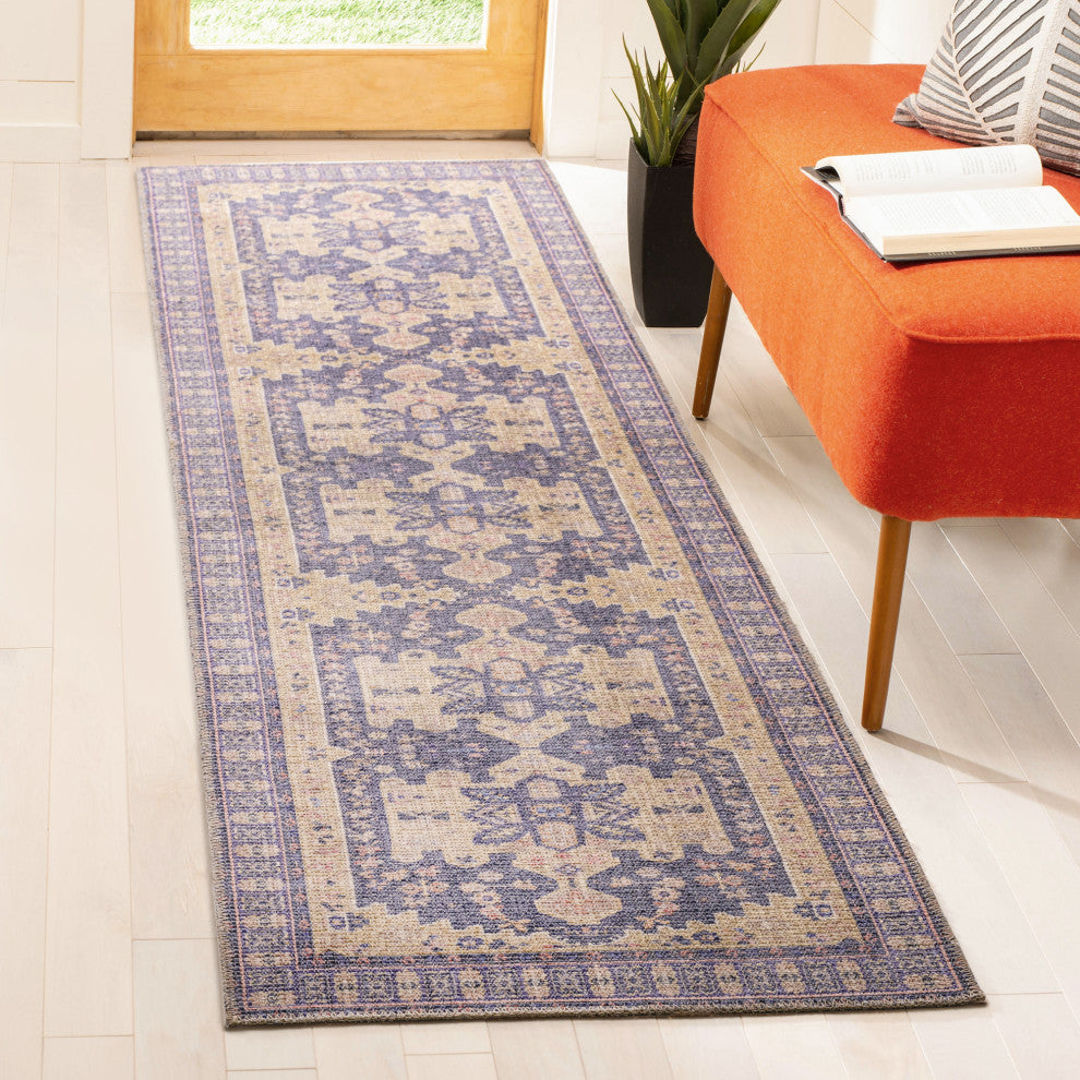 VER03 Vera Purple Power Loomed Indoor Area Rug, Purple, 2'6" X 9'