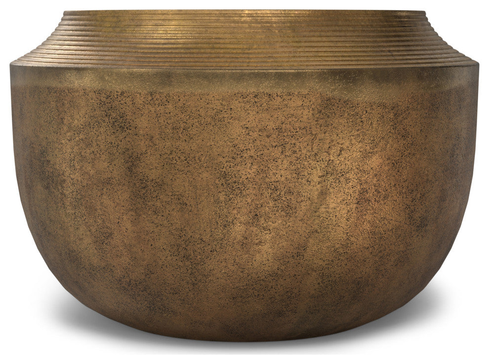 Timmons Cast Aluminum Coffee Table in Antique Brass