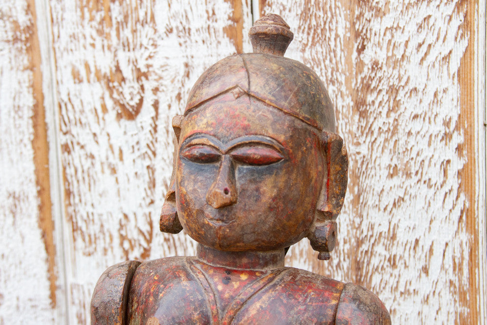 Antique Indian Goddess Wooden Statue