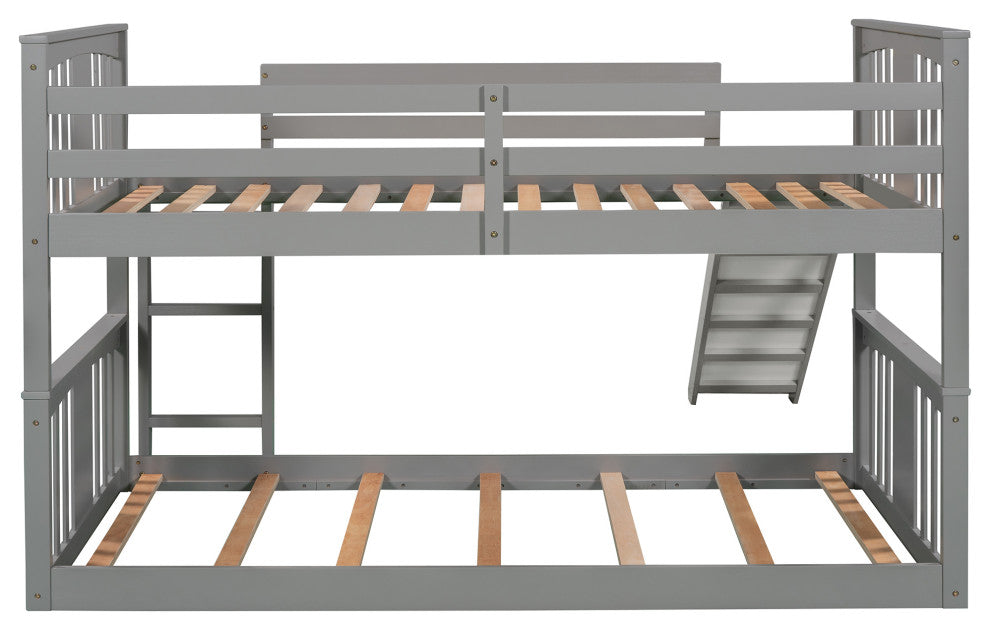 Gewnee Twin Over Twin Bunk Bed with Slide and Ladder in Gray