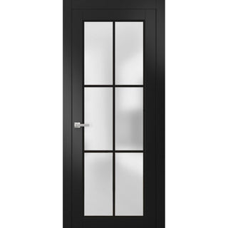 Solid French Door 36 x 80 | Planum 2122 Matte Black| Bathroom