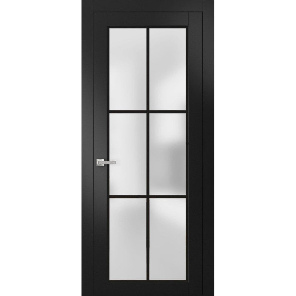Solid French Door 36 x 80 | Planum 2122 Matte Black| Bathroom