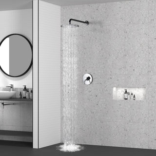 CASAINC 10" Round Wall Mounted Rainfall Luxury Shower System Kit, Chrome