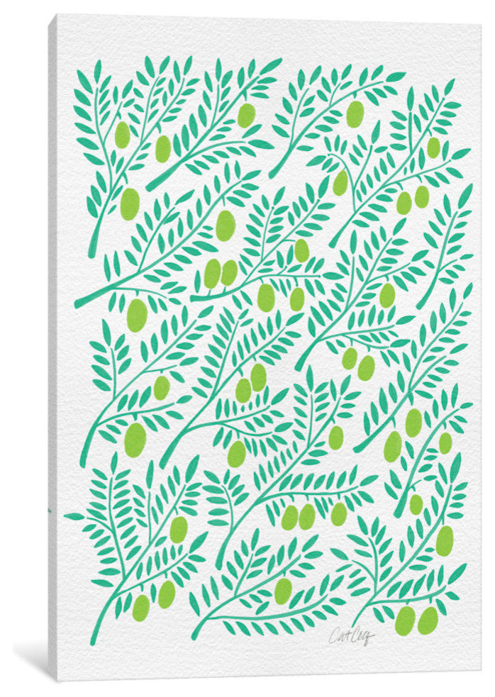 "Green Olive Branches Artprint" by Cat Coquillette, 40x26x1.5