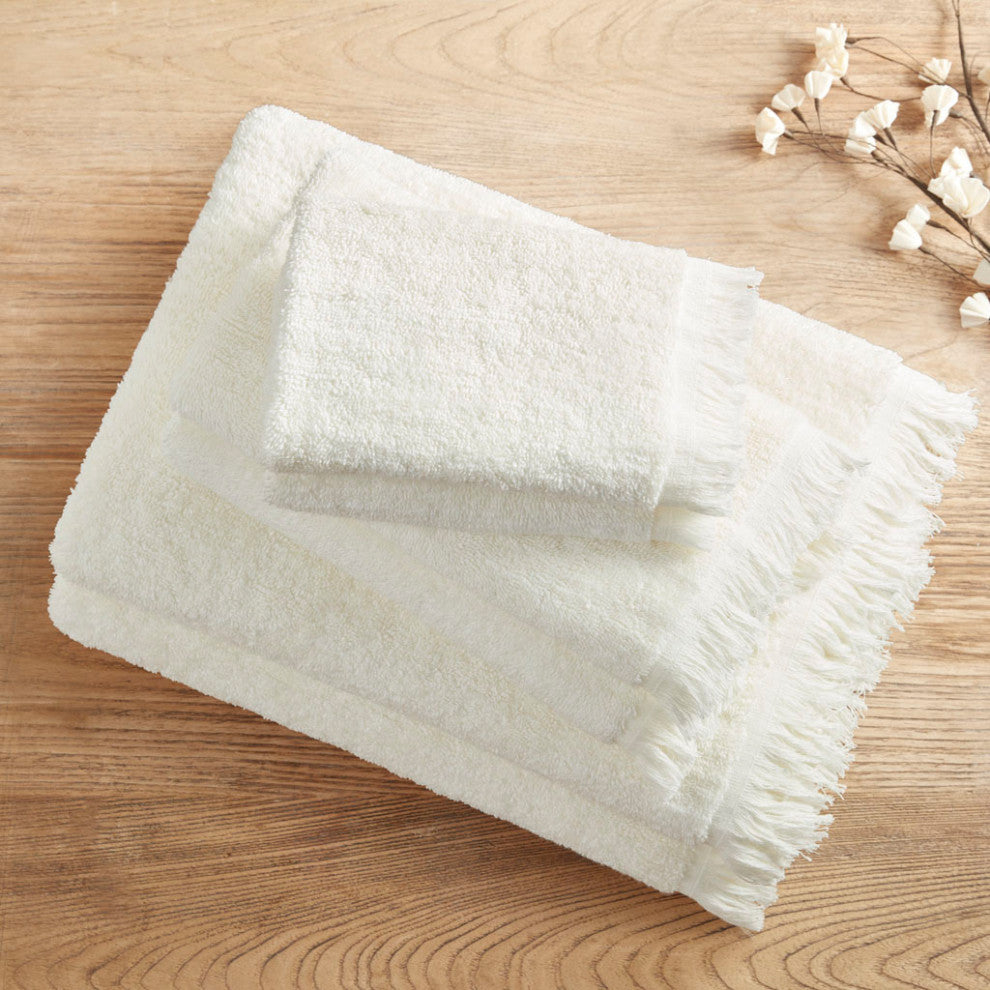 INK+IVY Nova Terry Cotton 630gsm Fringed 6-Piece Towel Set, Ivory