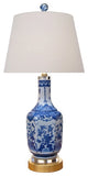 Blue and White Flute Vase Porcelain Lamp, 25"