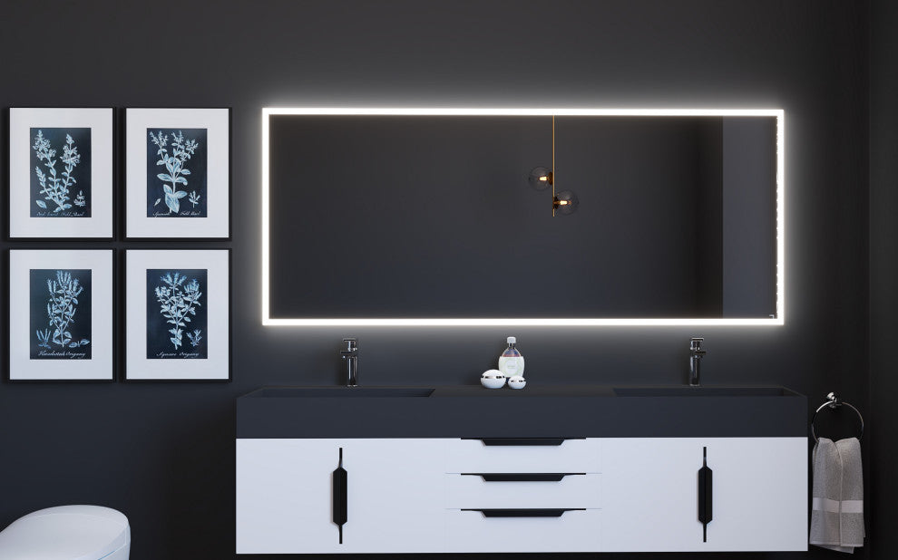 Smart Lisa Dimmable LED Bathroom Mirror With Voice Control, 72"x30"