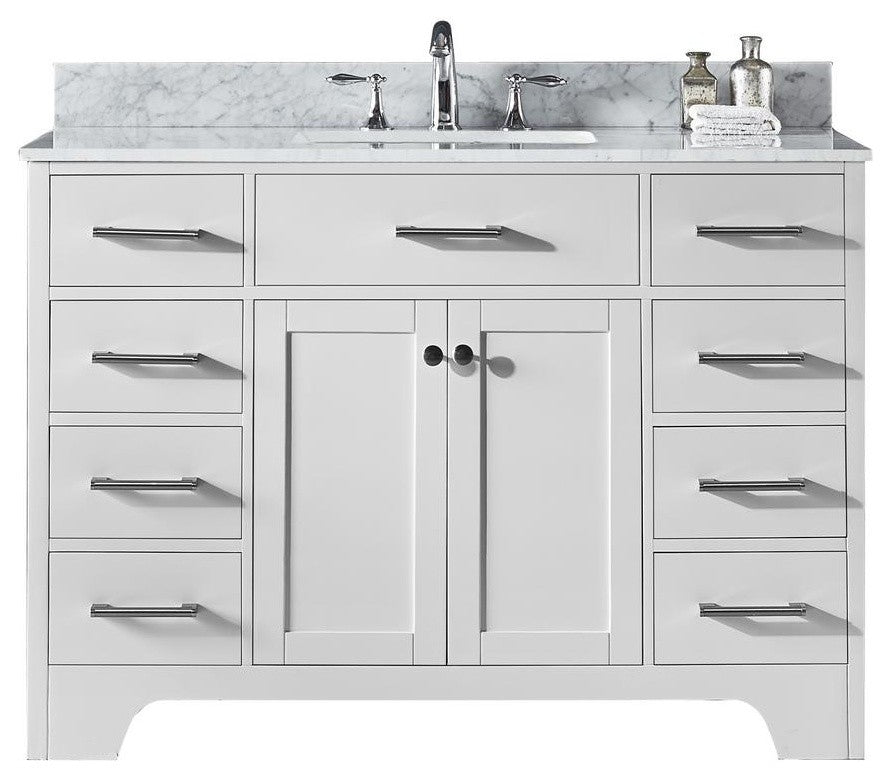 48" Single Sink Bathroom Vanity With Carrara Marble Top