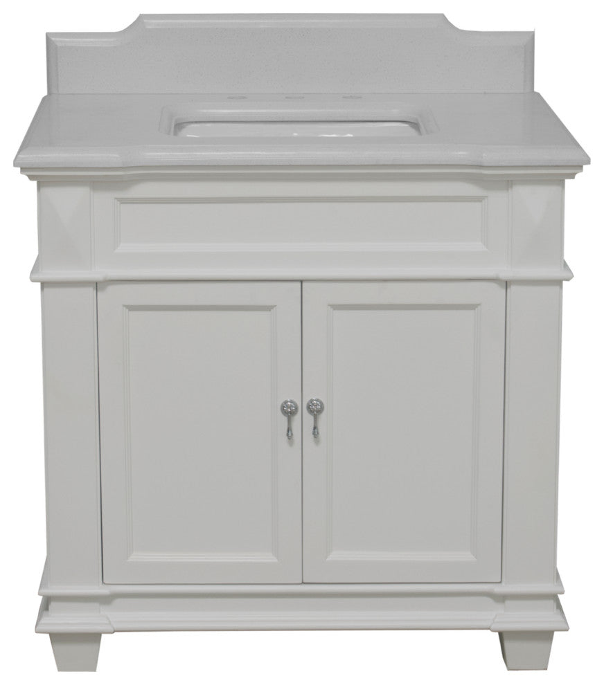 Elizabeth 36" Bathroom Vanity, White, Quartz