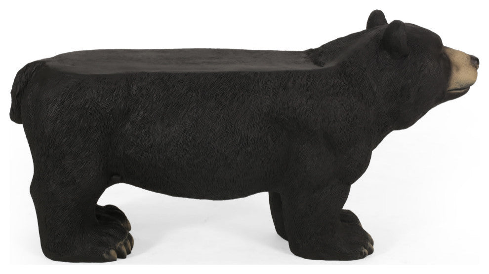 Romer Outdoor Bear Garden Bench, Matte Black