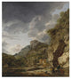 "Mountain Landscape with River and Wagon" Paper Art, 29"x32"