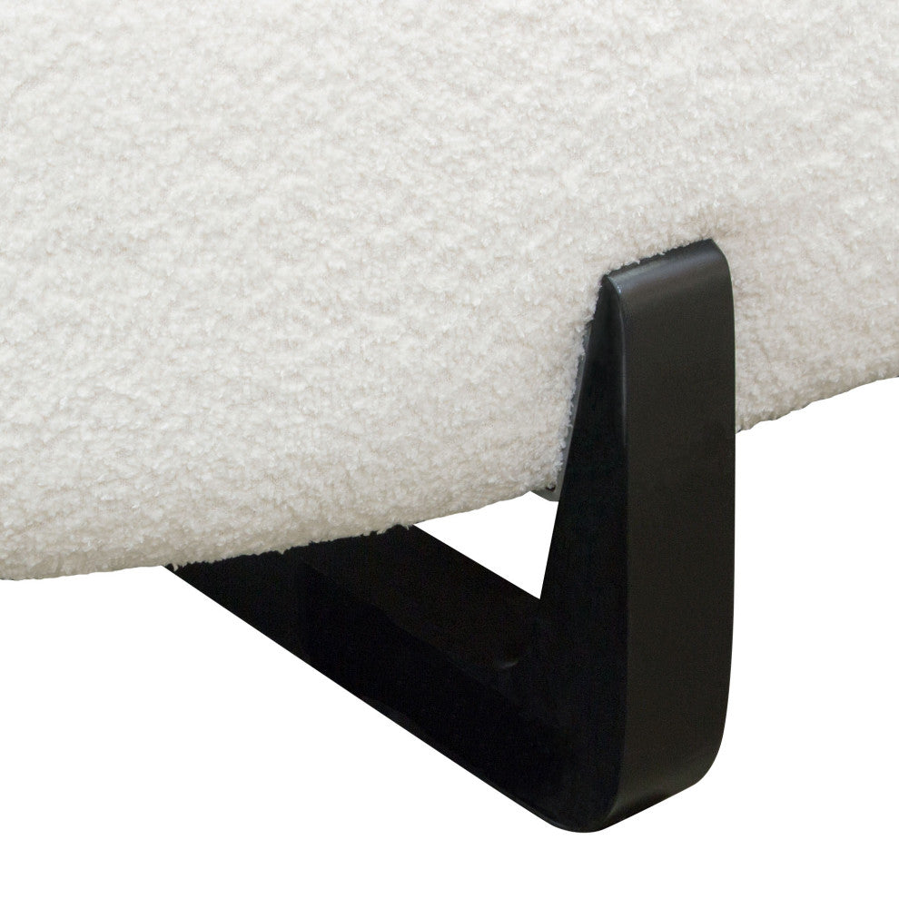 Vesper Curved Armless Right Chaise, Faux White Shearling, Black Wood Leg Base