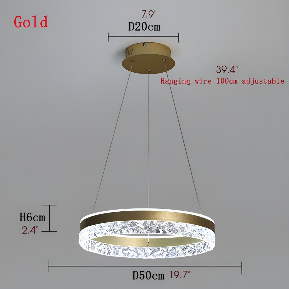 Chatel-Saint-Denis | Crystal Chandelier in the Shape of Ring, Gold, Warm Light