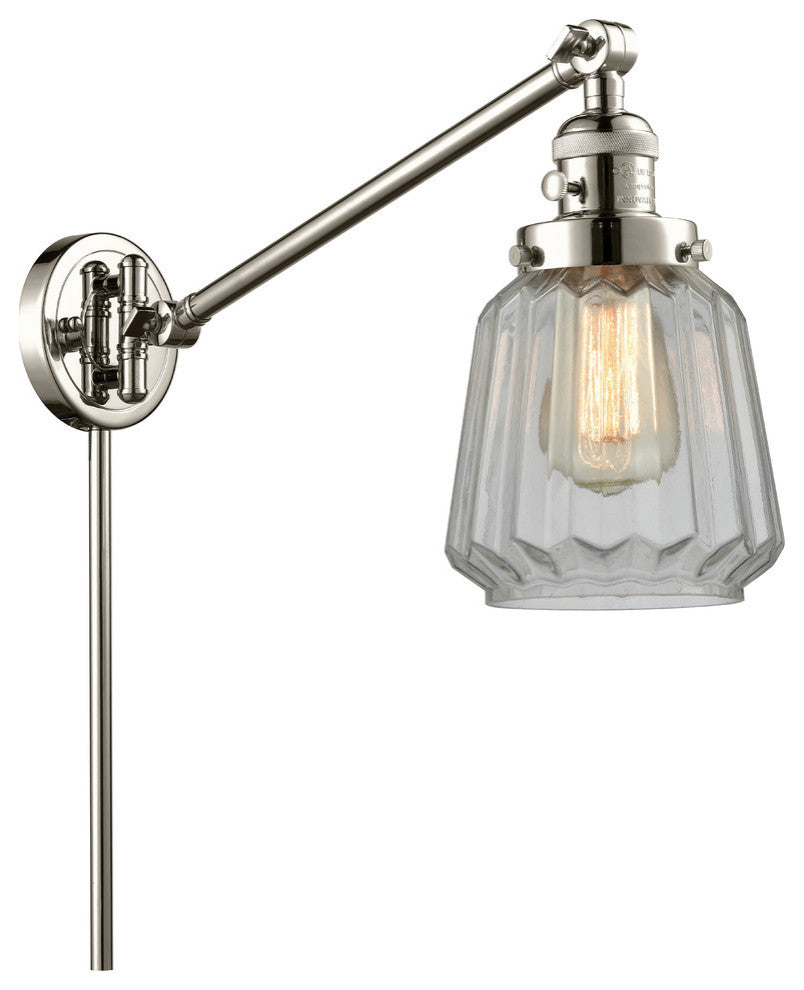 Chatham 1-Light Swing Arm Light, Polished Nickel, Glass: Clear