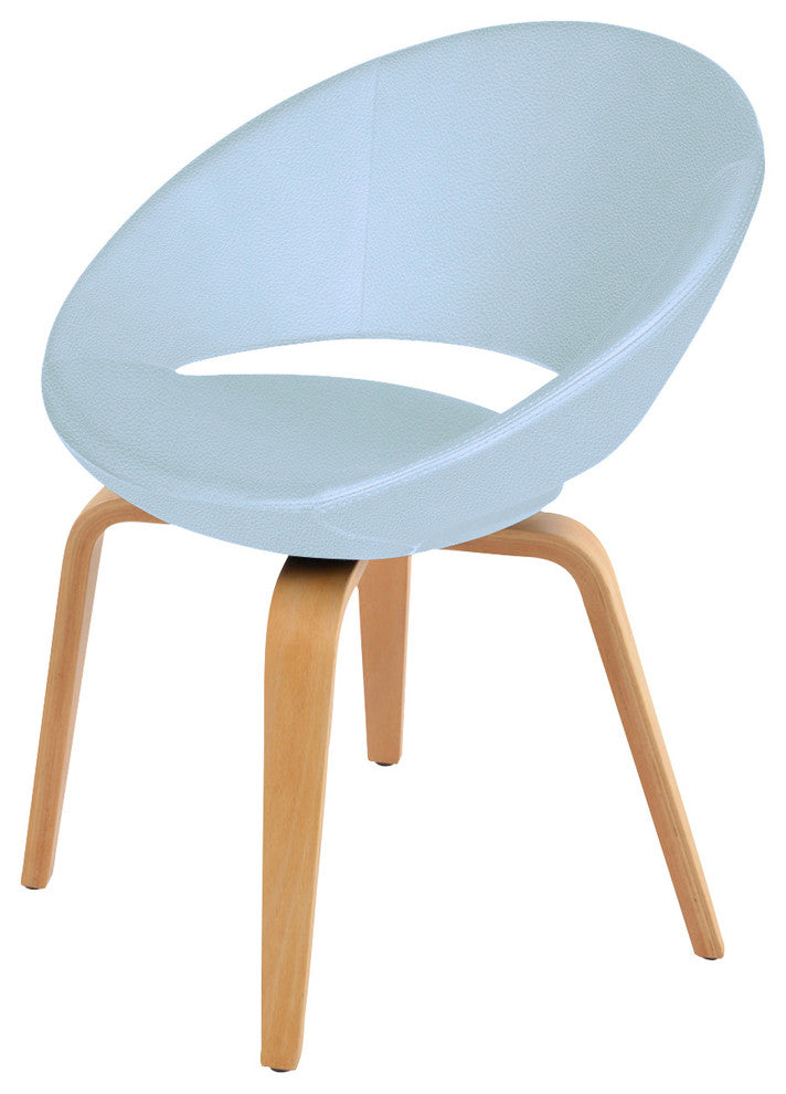 Crescent Plywood Dining Chair, Walnut Finish Base, Sky Blue Ppm