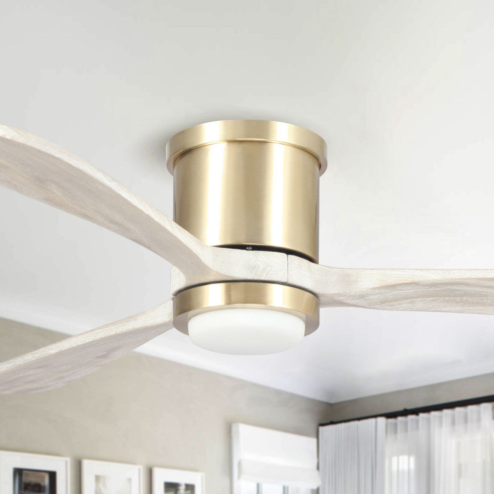 52 in Modern Dimmable Flush Mounted Ceiling fan with 3 Blades in Sand Copper