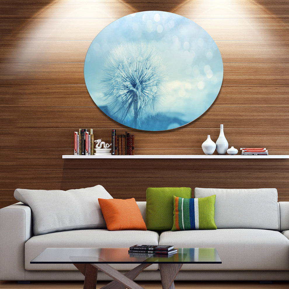 Close-Up White Dandelion With Filter, Flower Disc Metal Wall Art, 36"