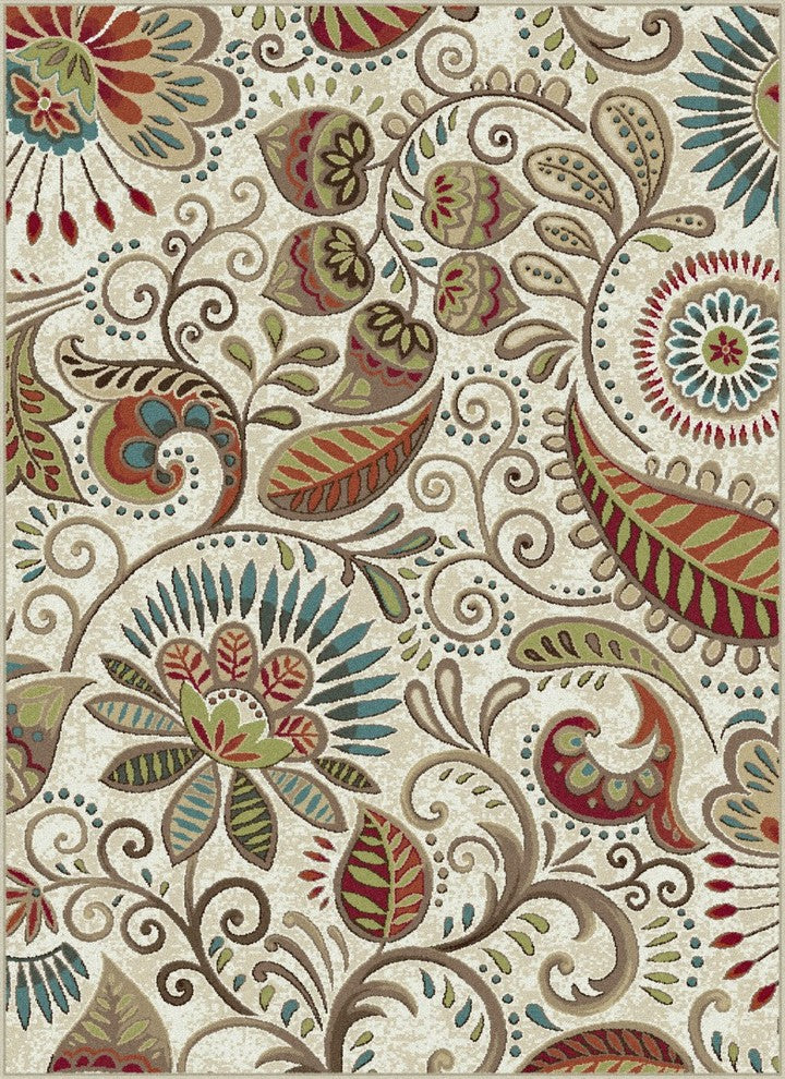 Giselle Transitional Floral Area Rug, Ivory, 9'3"x12'6"
