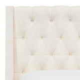 Wells King Tufted Wingback Bed, Zuma White