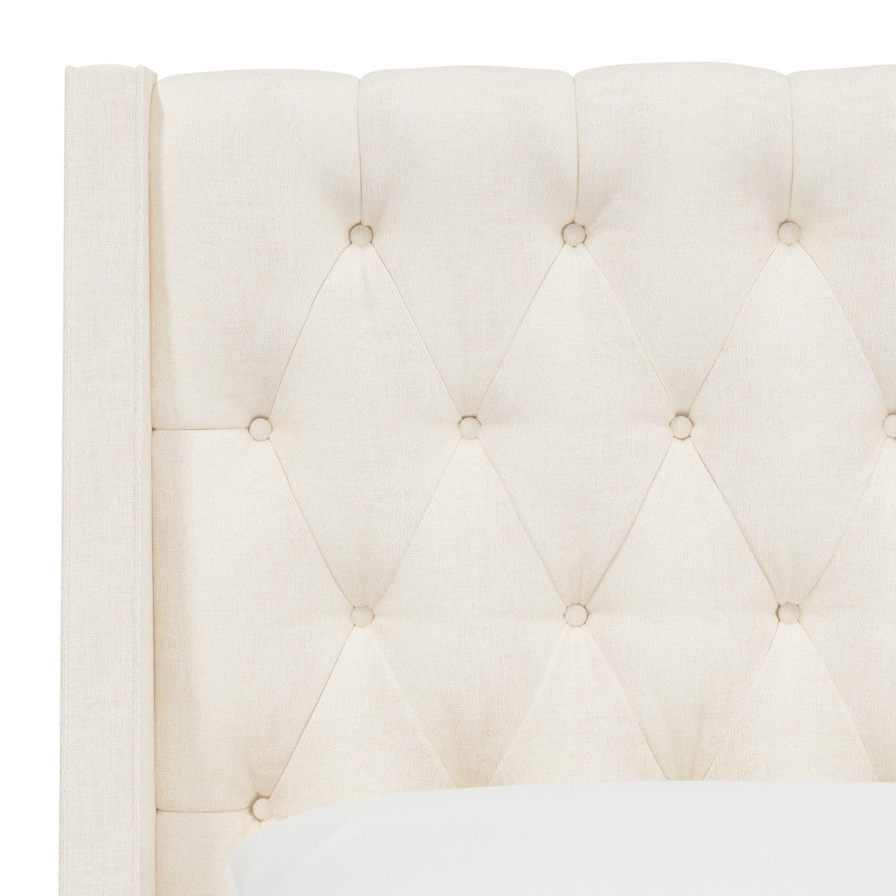 Wells King Tufted Wingback Bed, Zuma White