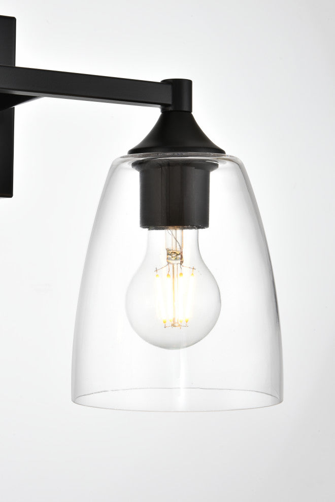 2 Light Black And Clear Bath Sconce