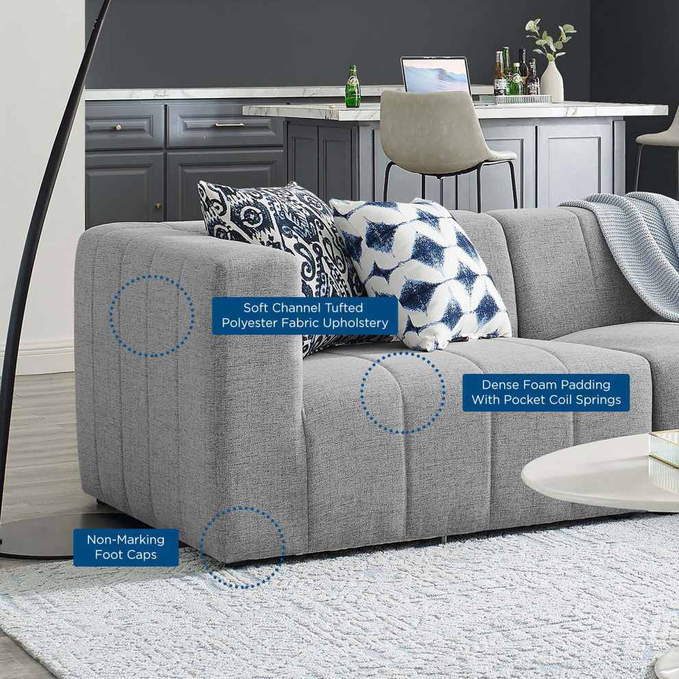 Sectional Sofa Set, Fabric, Gray, Modern, Living Lounge Hotel Hospitality