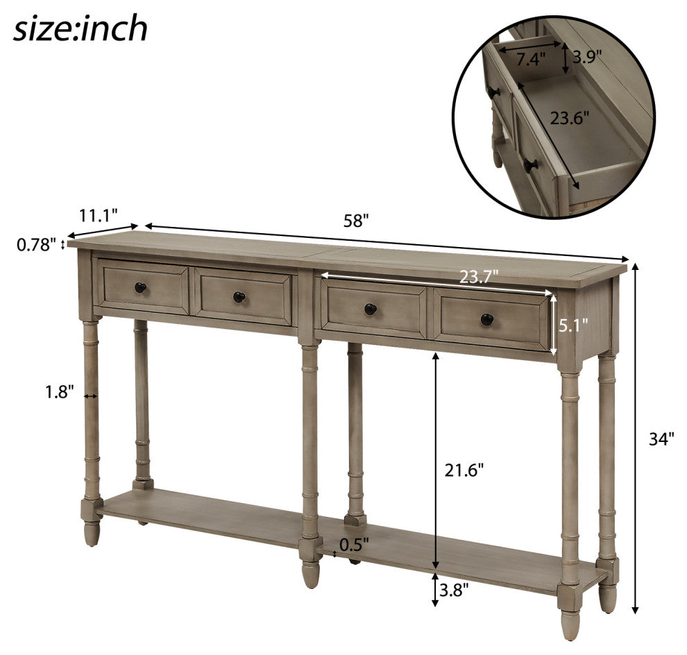 Console Table Sofa Table, Grey Wash