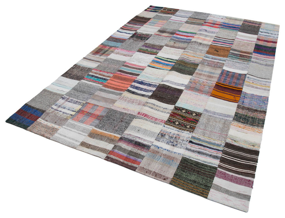 Rug N Carpet - Handmade Anatolian 6' 7'' x 9' 9'' Vintage Patchwork Kilim Rug