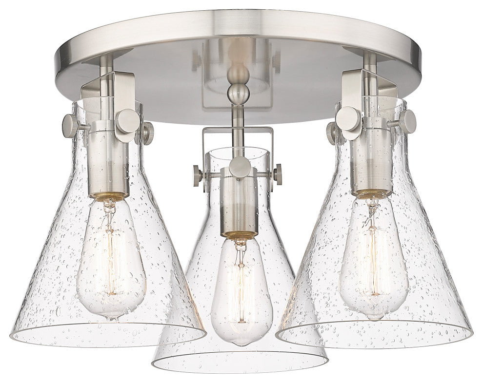 Innovations Newton Cone 3 18" Flush Mount Satin Nickel