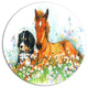 Relaxing Brown Cute Horse, Animal Large Disc Metal Wall Art, 36"
