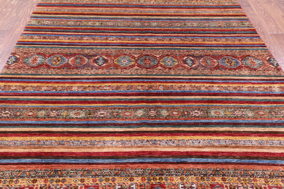 6' 7" X 9' 5" Khorjin Super Kazak Hand Knotted Wool Rug Q10734