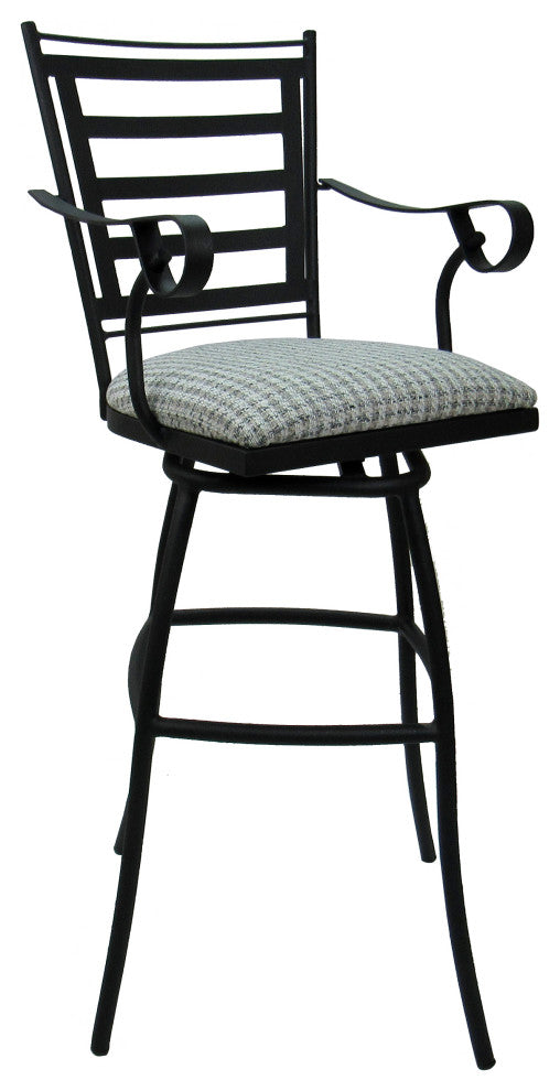 Outdoor Indoor Swivel Bar Stool Counter, Coco Taupe on Black, 30"