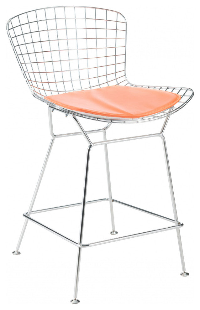 Orange Faux Leather Cushion Chair Pad