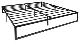 14" Metal Platform Bed Frame, 10" Pocket Spring Mattress & Memory Foam Topper, Black, Queen