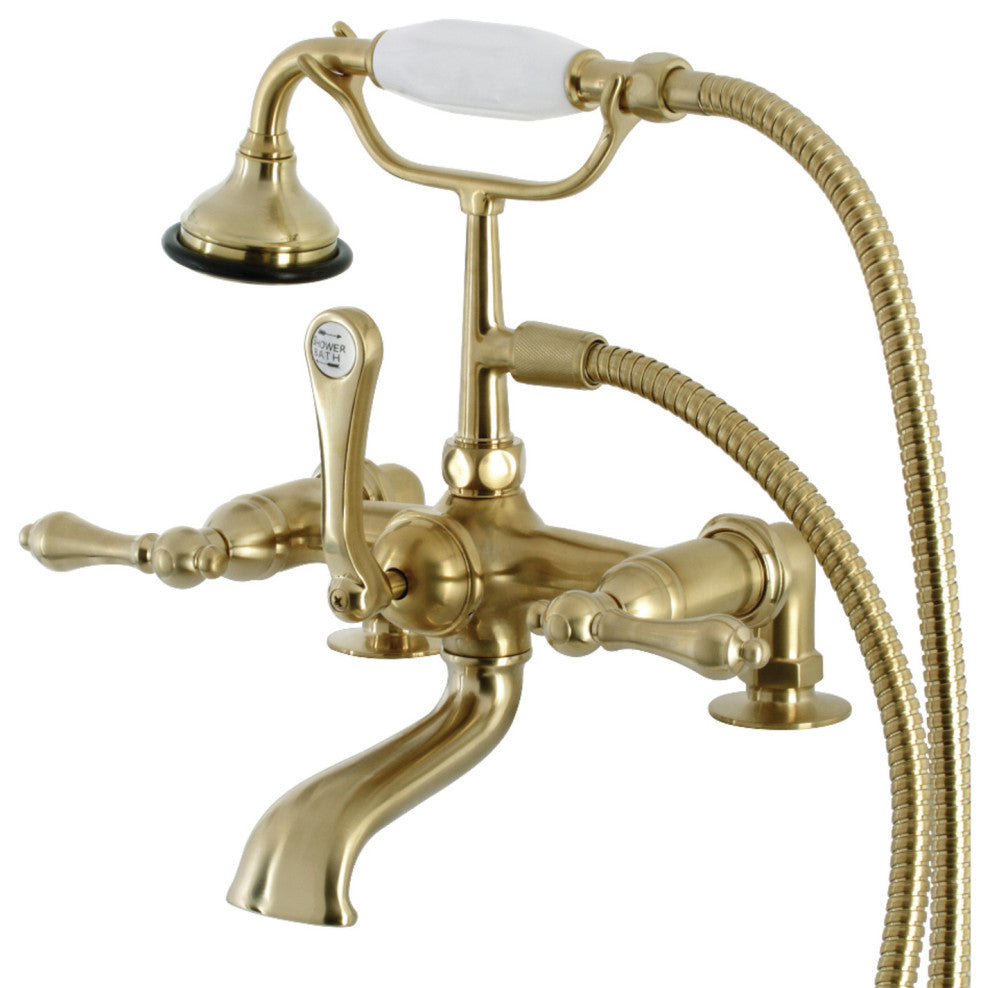 AE203T7 7" Tub Faucet With Hand Shower, Brushed Brass