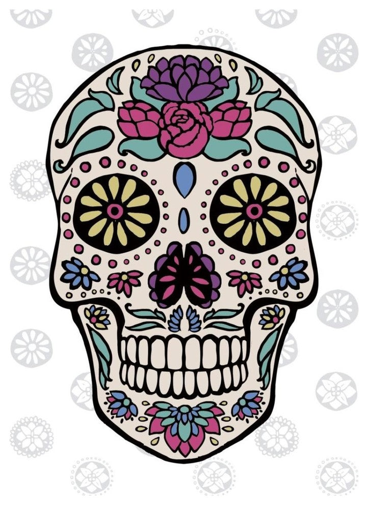 "Sugar Skull III on Gray" Digital Paper Print by Janelle Penner, 30"x37"