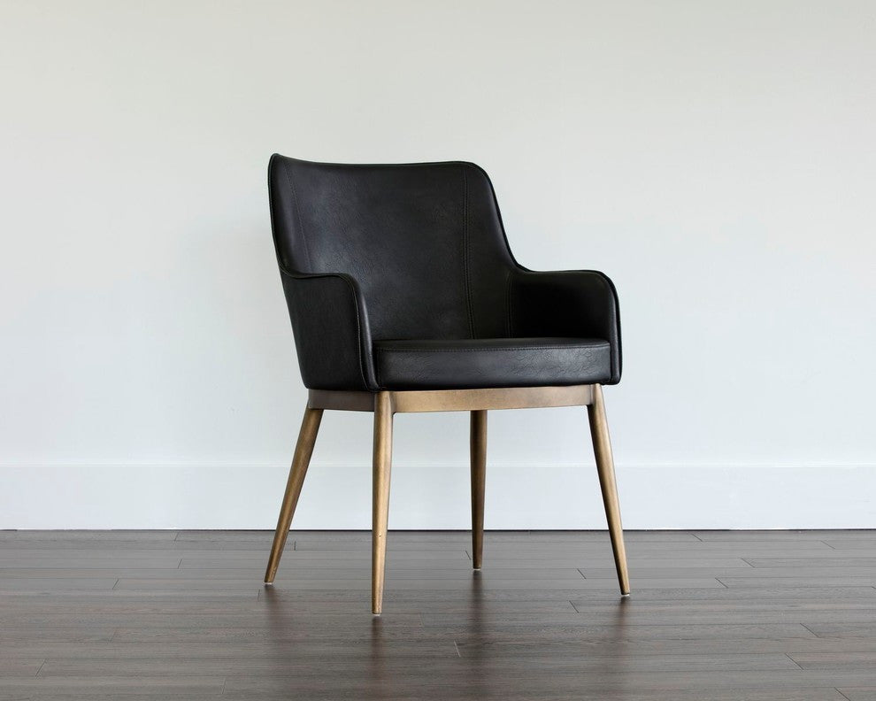 Franklin Dining Chair, Antique Brass, Vintage Black
