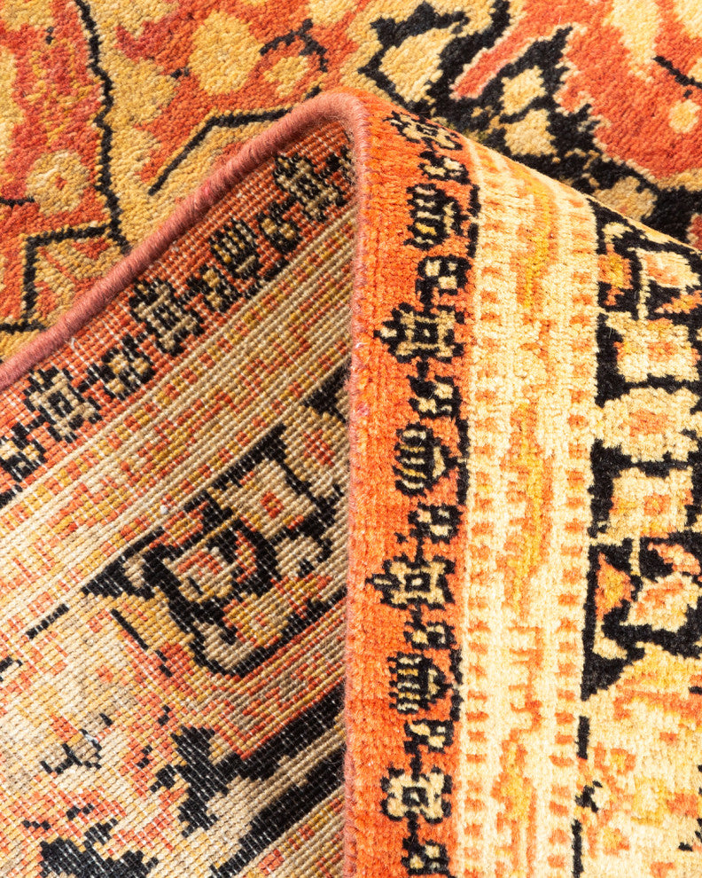 Wundwin One-of-a-Kind Hand-Knotted Runner Orange, 2'8"x12'1"