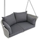 51.9" 2 Person Hanging Seat Rattan Woven Swing Chair, Gray