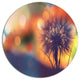 Dandelion Flower On Orange Background, Flower Round Wall Art, 11"